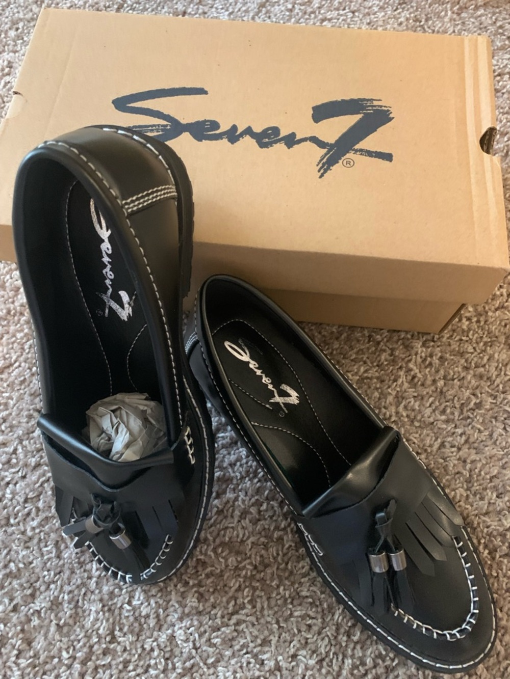 Seven7  Black Tassel Loafers
